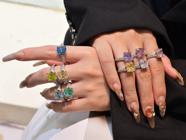 Fashion Geometric Sterling Silver Plating Zircon Rings 1 Piece