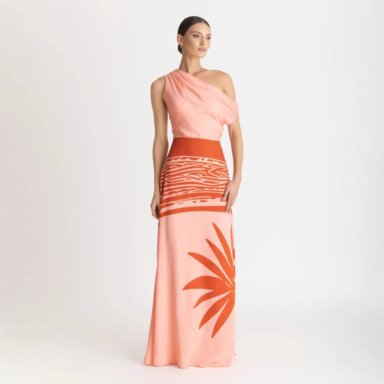 Summer Style High End Sexy Off Shoulder Slim Fit Long Dress Resort Printed New_ecoleips.com