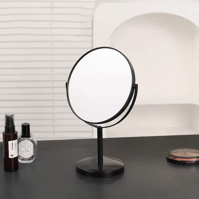 Espejo de escritorio de maquillaje para el hogar de doble cara ampliado para el salón de belleza de cabeza negra de alta sensación de dormitorio de estudiantes espejo de escritorio