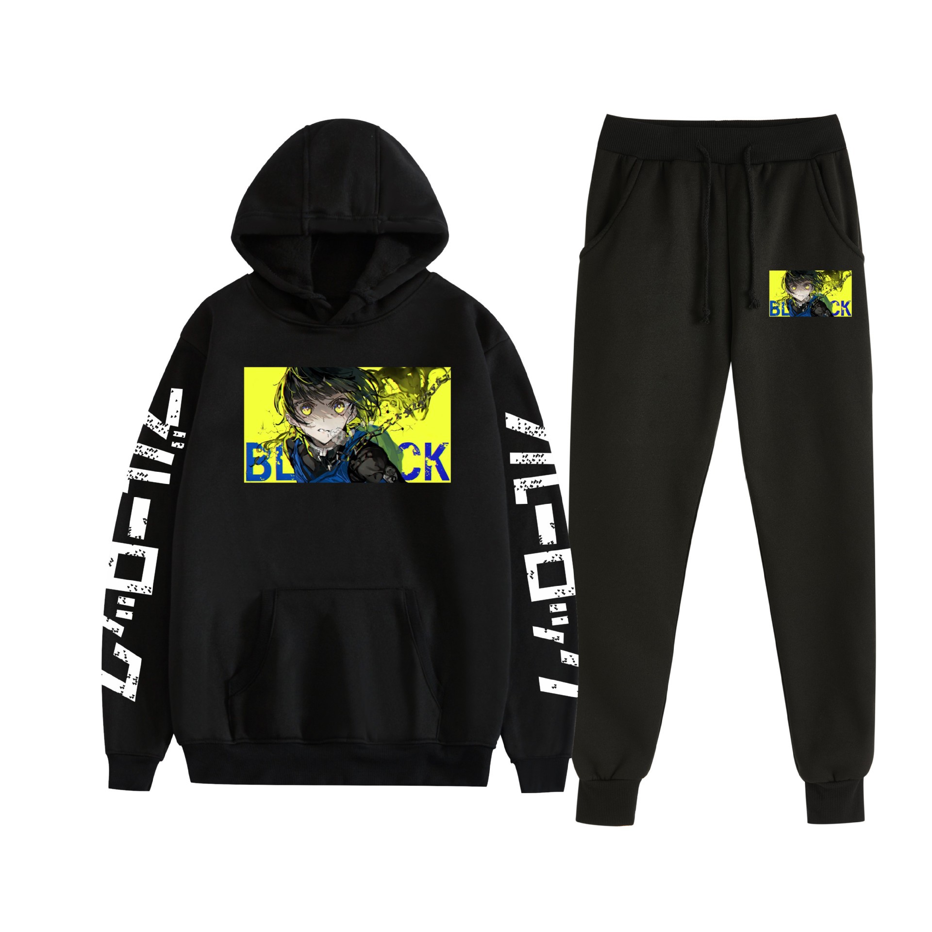 Cross-border BLUE LOCK prisión azul nuevo anime más terciopelo suelto traje de suéter con capucha para hombres y mujeres