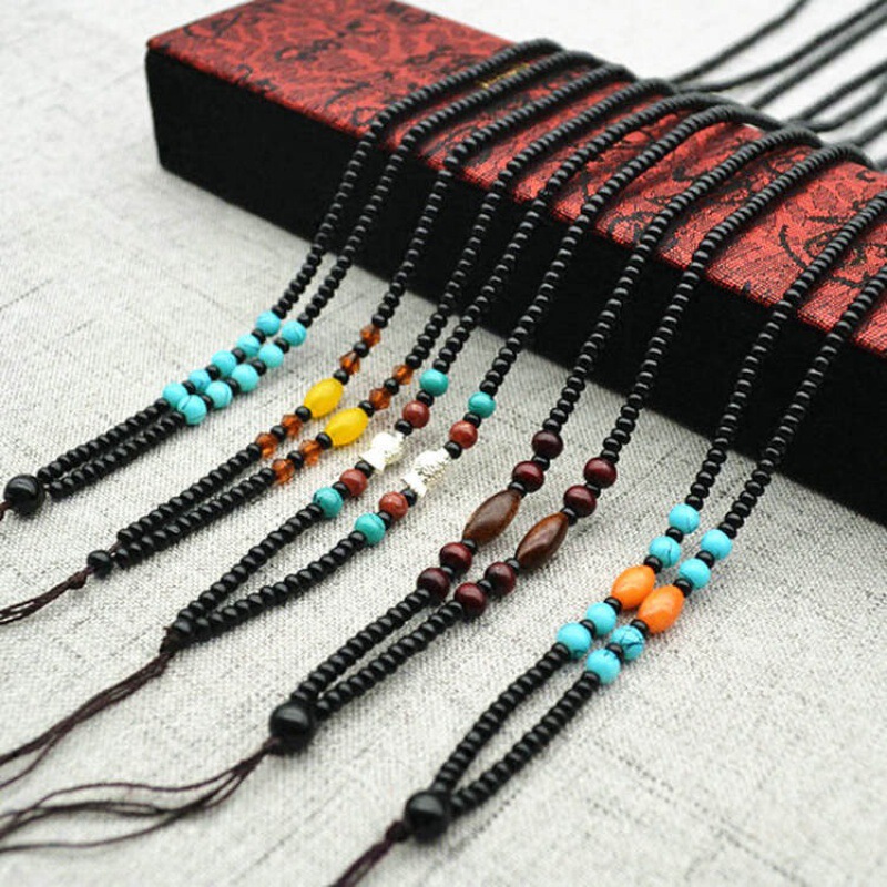 Lanyard Necklace Cord Imitation Black Agate Beads Turquoise Chicken Wing Wood Pendant Cord Sweater Chain Jade Cord S1 Ethnic Style Lanyard Necklace Cord Imitation Black Agate Beads Turquoise Chicken Wing Wood Pendant Cord Sweater Chain Jade Cord S1 Ethnic Style
