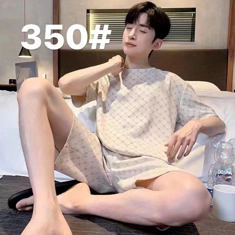 남성용 잠옷 여름용 면밀크 실크 반팔 만화 캐릭터 2025년 신상 청소년 학생용 얇은 홈웨어 세트
