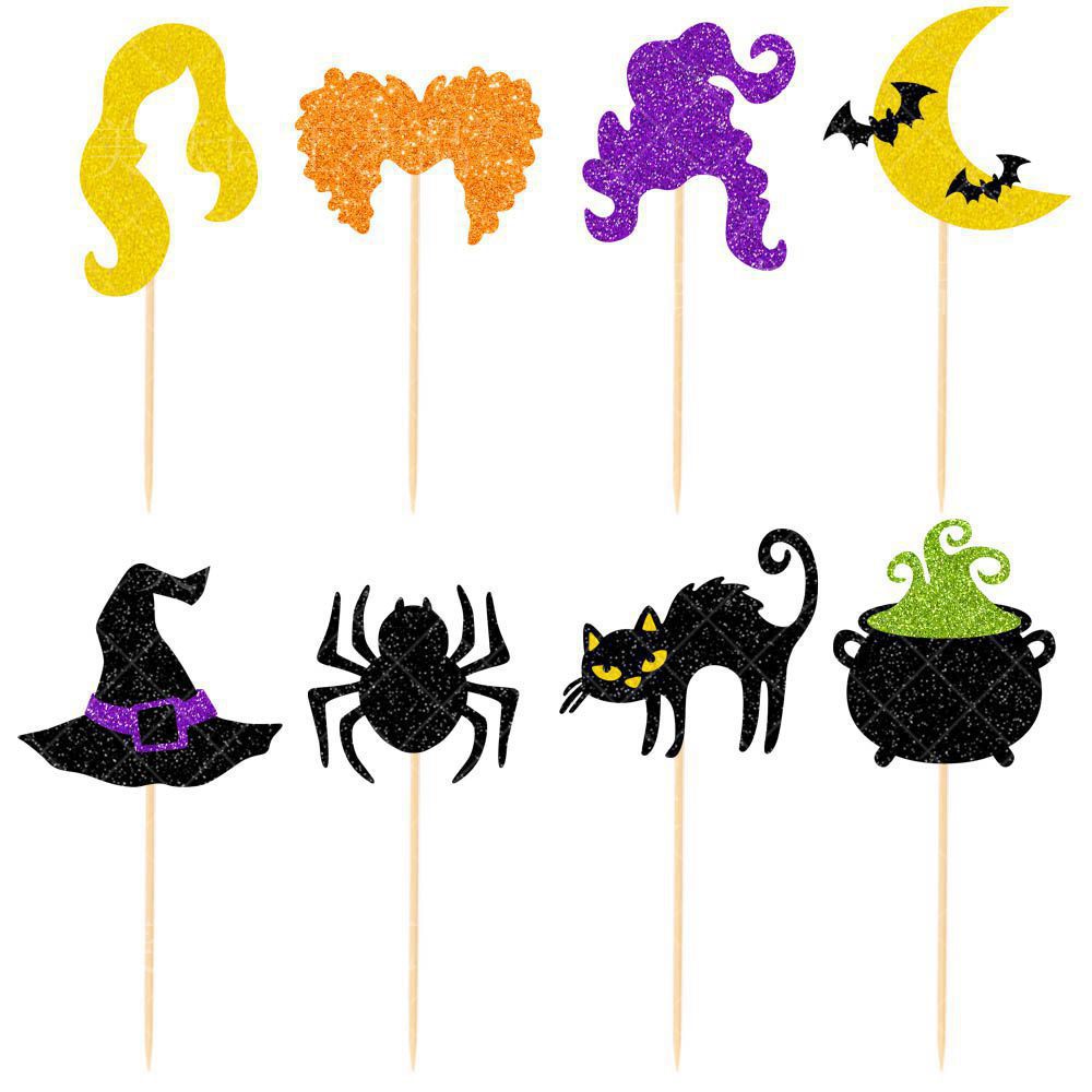 Suministro directo de fábrica decoración de Halloween tire bandera bruja partido pastel insertar hocus pocus tire bandera