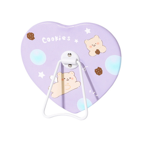 PU Mirror Bear Shaped with Round Bagbao Tea, Suitable for Girls' Dormitory Desktop, Can Stand or Hang, Makeup Mirror Gift