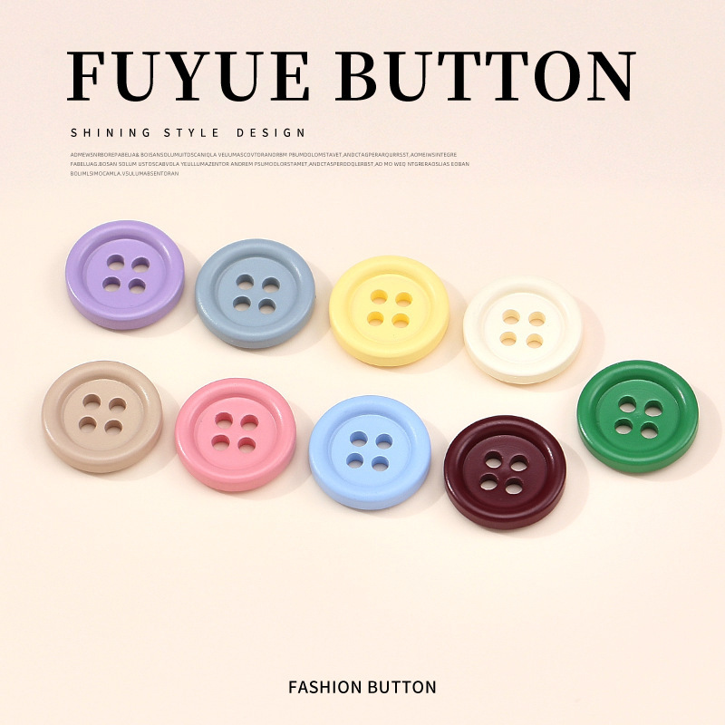 Colorful Thin-Edged Four-Eye Buttons for Children's Clothing Shirts, Resin Buttons, Versatile Round Hand-Sewn Buttons, Sweater Jacket Buttons