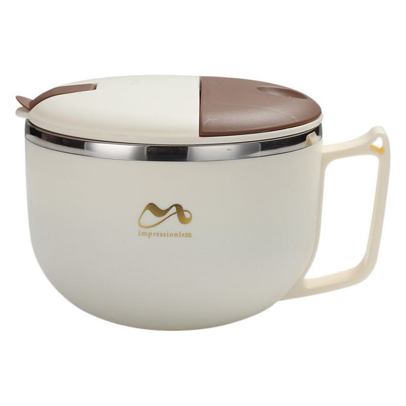 304 de acero inoxidable estilo japonés drenando tazón de fideos instantáneos dormitorio de estudiantes taza de fideos instantáneos lonchera de gran capacidad con tapa lonchera