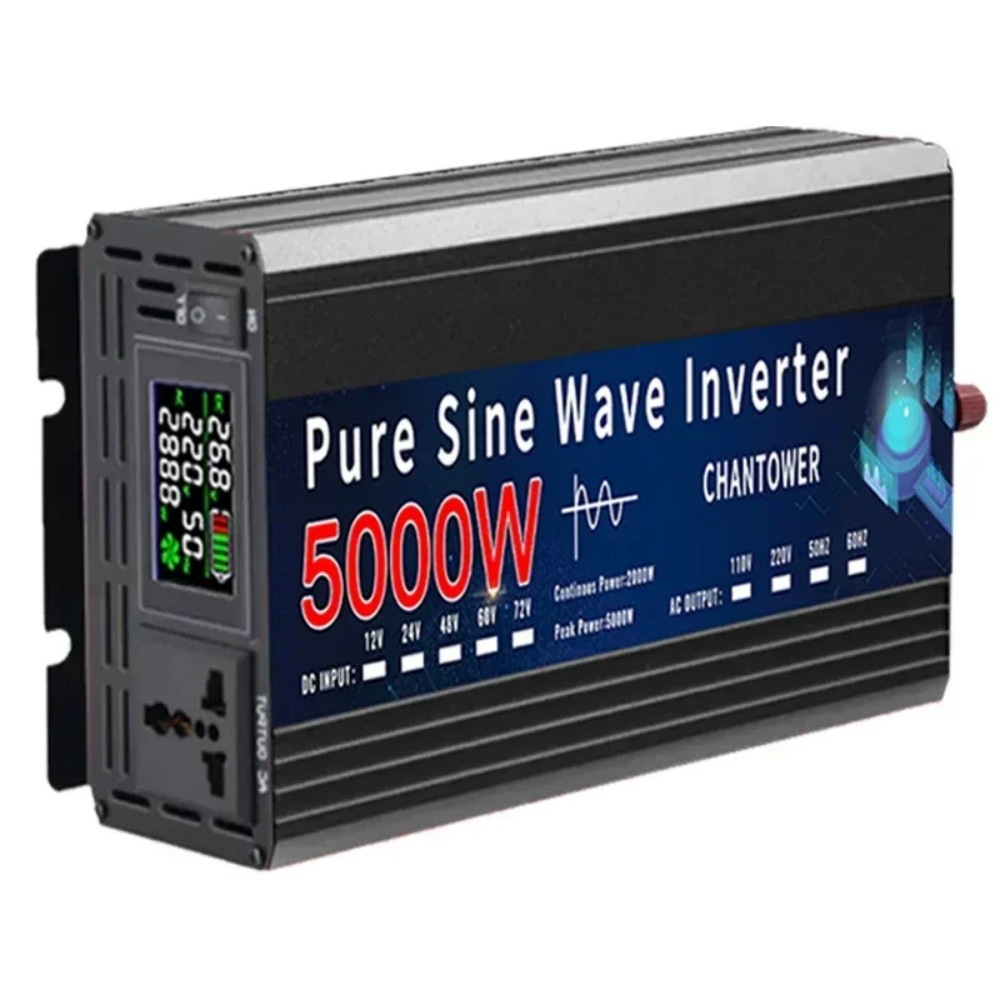 Inversor de Onda Sinusoidal Pura de 4000W/5000W para Automóvil, 12v/24v a 110v/220v, Venta Caliente Transfronteriza de Fábrica