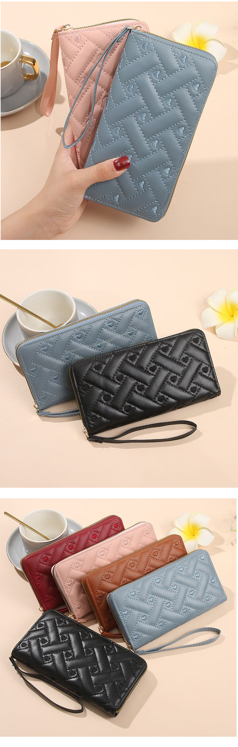 Frau Einfarbig Pu Seitlicher Reißverschluss Brieftaschen display picture 9