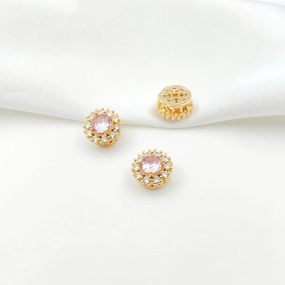 Porous Spacer Beads Handmade Double-Row | Zərgərlik ara hissələri - style-2-pink-zirconium-115mm-gold