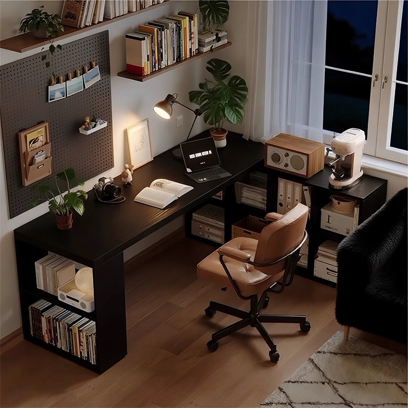 Corner Desk Bookshelf Integrated Table L-Shaped Computer Table Student Home Writing Desk Corner Desk Bedroom Table