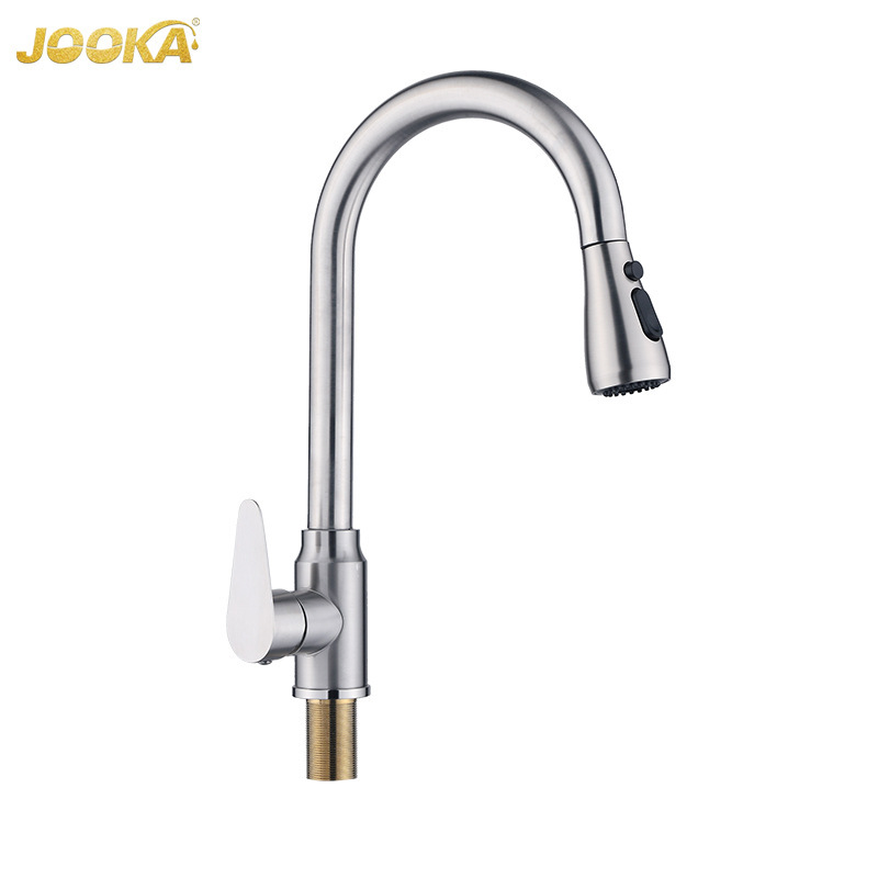 Factory Direct Bathroom Sanitary Ware, Household Kitchen Pull-Out Faucet, Stainless Steel Material, Flexible Water Outlet, Quality Guaranteed