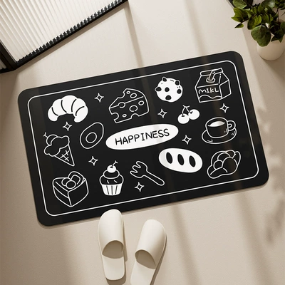 Avtomobil döşəmə paspasları – Diatom Mud Floor Mat Household - happy-sweet-black-4060-3mm-second-generation-diatom-mud