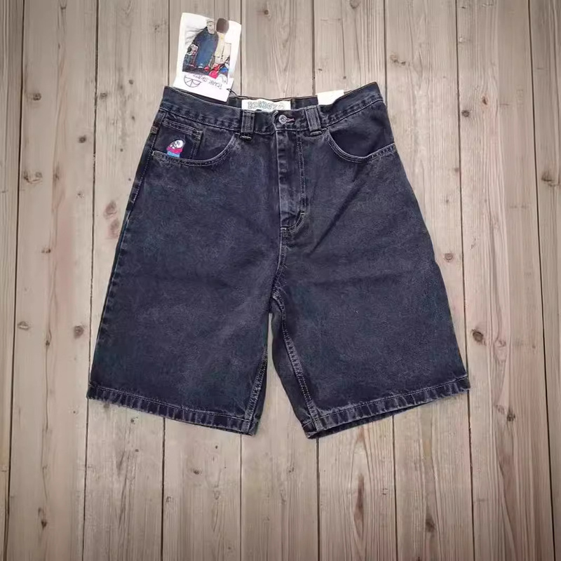 European and American Fashion Brand Polar Big Boy Hip-hop Wide-leg Denim Shorts Men's Fashionable Loose Casual Five-point Jeans