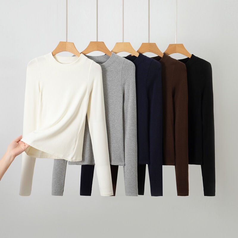 American Slim Fit Stretch Long-Sleeved T-Shirt Women's Tencel Wool Half Turtleneck Bottoming Shirt Sports Layering Top Winter American Slim Fit Stretch Long-Sleeved T-Shirt Women's Tencel Wool Half Turtleneck Bottoming Shirt Sports Layering Top Winter