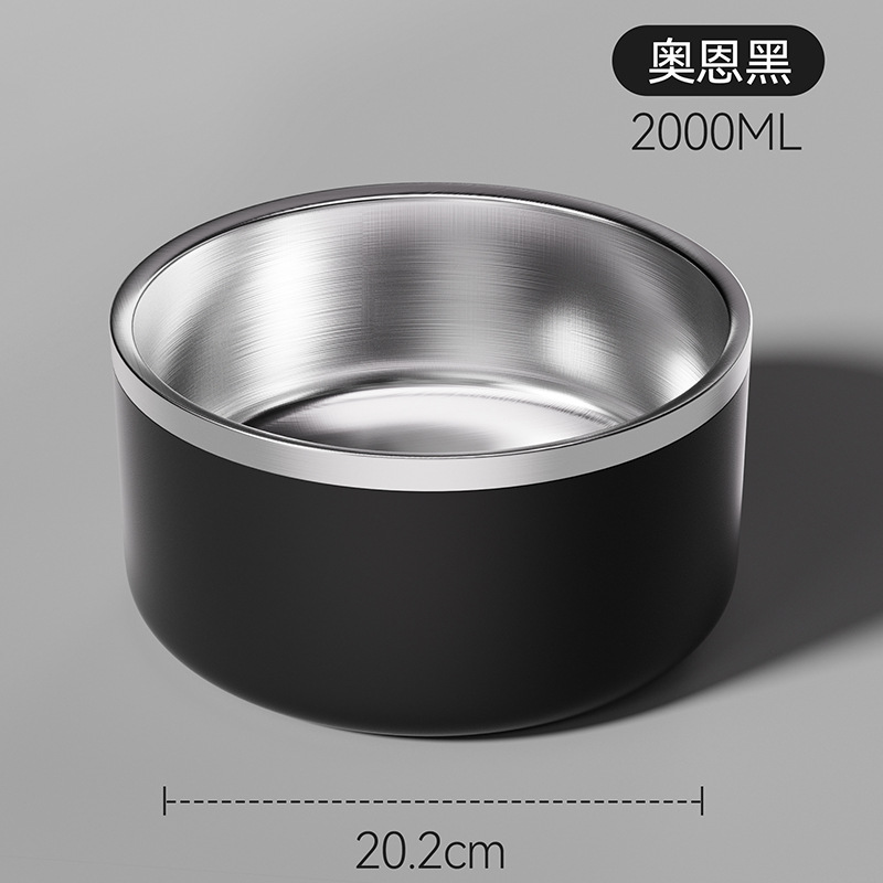 Tazón para mascotas transfronterizo Tazón para perros de acero inoxidable Tazón para perros de doble capa engrosada y anti-volcado Tazón de comida dorada para perros