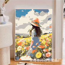 小清新女孩花卉儿童房卧室壁画客厅餐厅玄关装饰画电视柜摆画