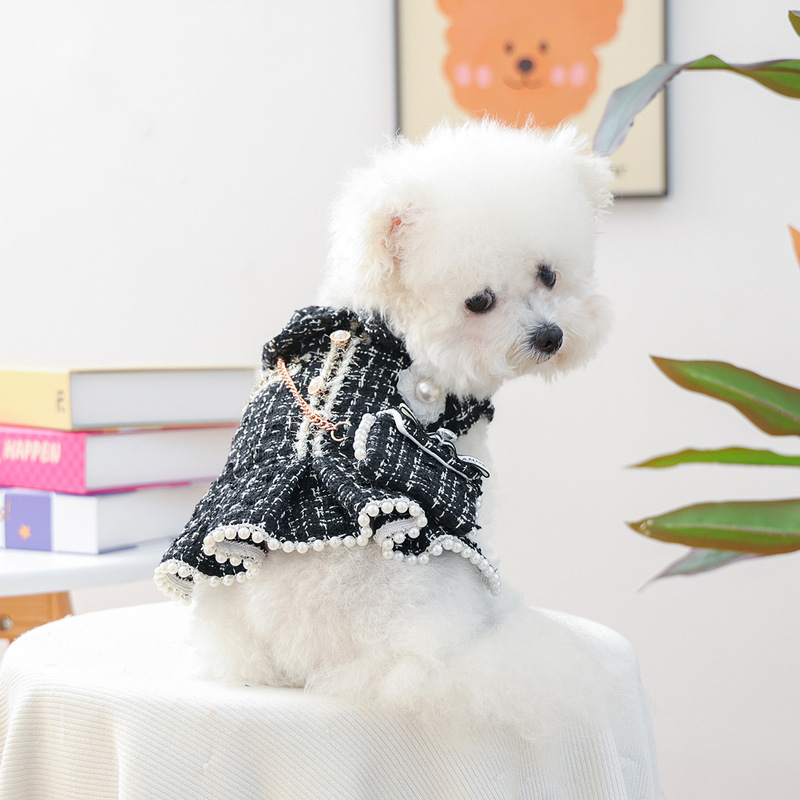2025秋冬新款宠物小型犬幼犬快乐狗狗猫咪服饰小香风背包裙|undefined