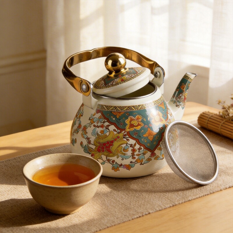 Thickened Enamel Teapot, Enamel Kettle, Tea Brewing Pot, Flat-Bottomed Kettle for Gas Stove and Induction Cooker, Enamel Pot Thickened Enamel Teapot, Enamel Kettle, Tea Brewing Pot, Flat-Bottomed Kettle for Gas Stove and Induction Cooker, Enamel Pot