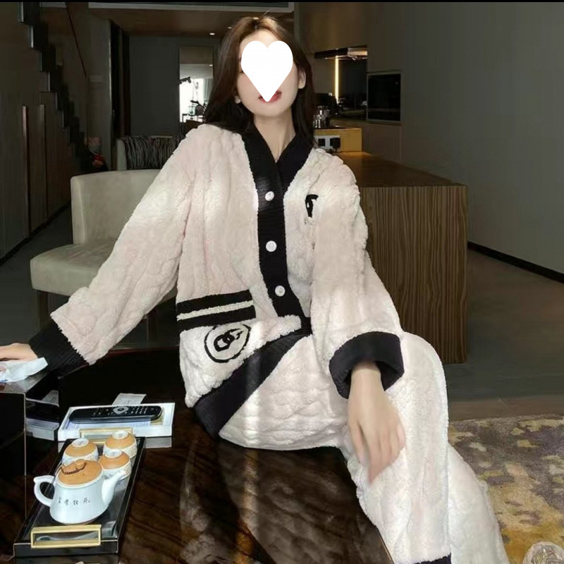 가을 겨울 여성용 새로운 스타일 파자마, 플란넬 소향 스타일, 따뜻하고 귀엽고, 학생용 산호 양털 홈웨어, 외출 가능