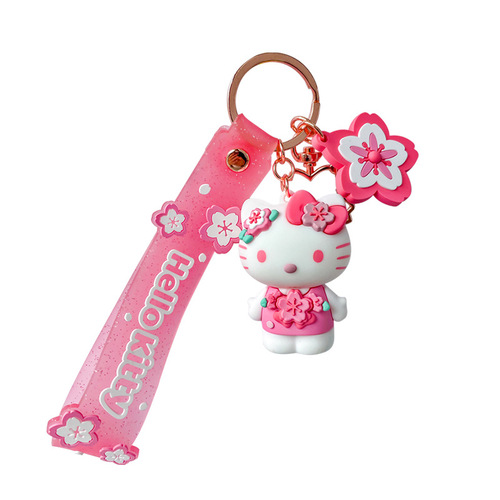 KT Sakura Season Keychain Creative Pink Hello Kitty Doll School Bag Small Gift Pendant Wholesale