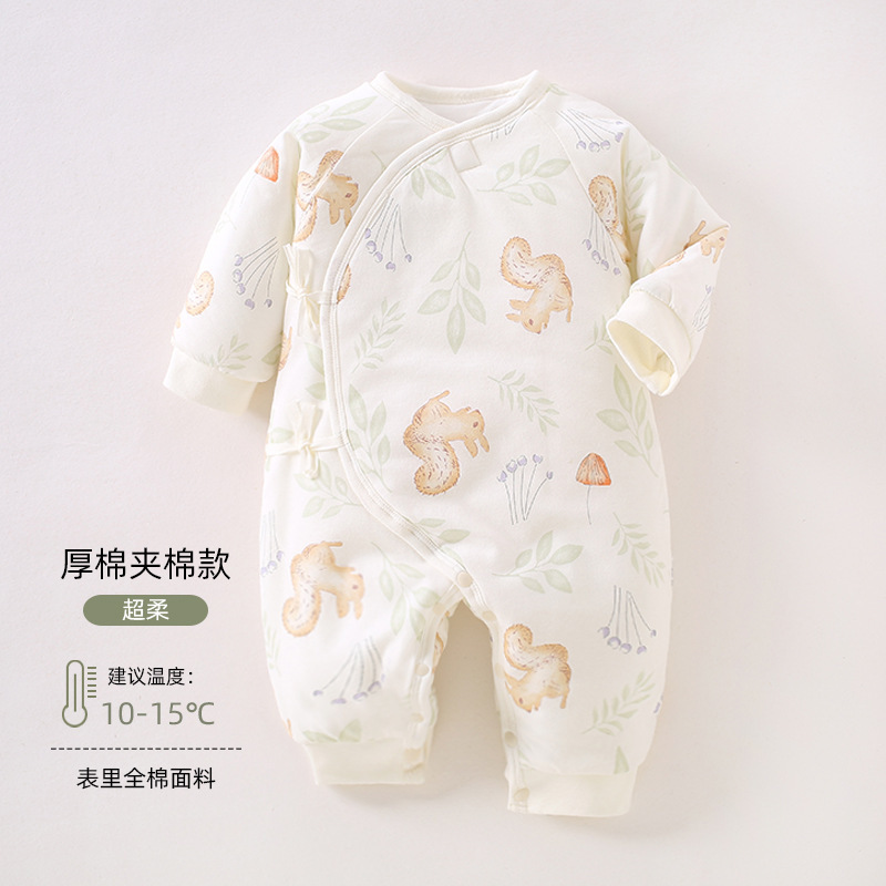 赤ちゃんの蝶々衣120gの厚い綿の新生児は赤ちゃんの綿の連体の服のa類の新生児の連体の服に登ります。|undefined