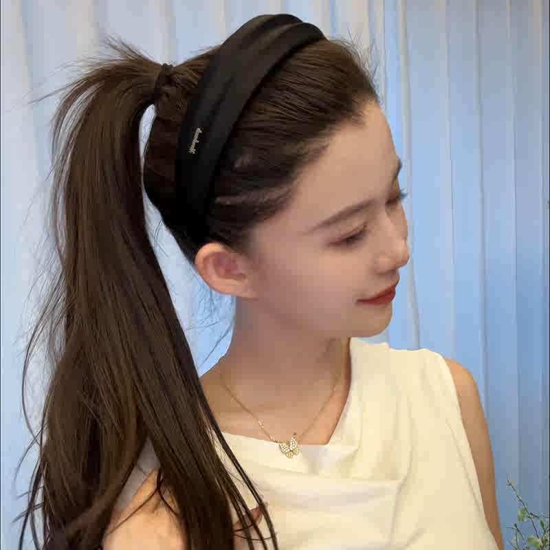 Premium black letter line wide headband