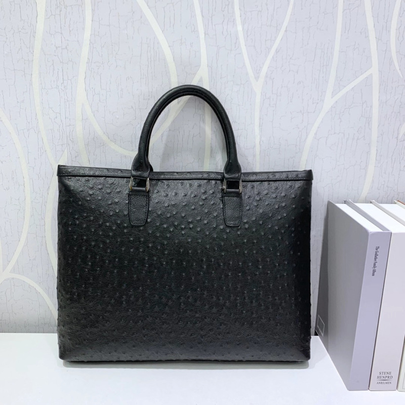 Top layer leather High-capacity genuine leather Ostrich Handbag man genuine leather Briefcase business affairs Bag Men's bag