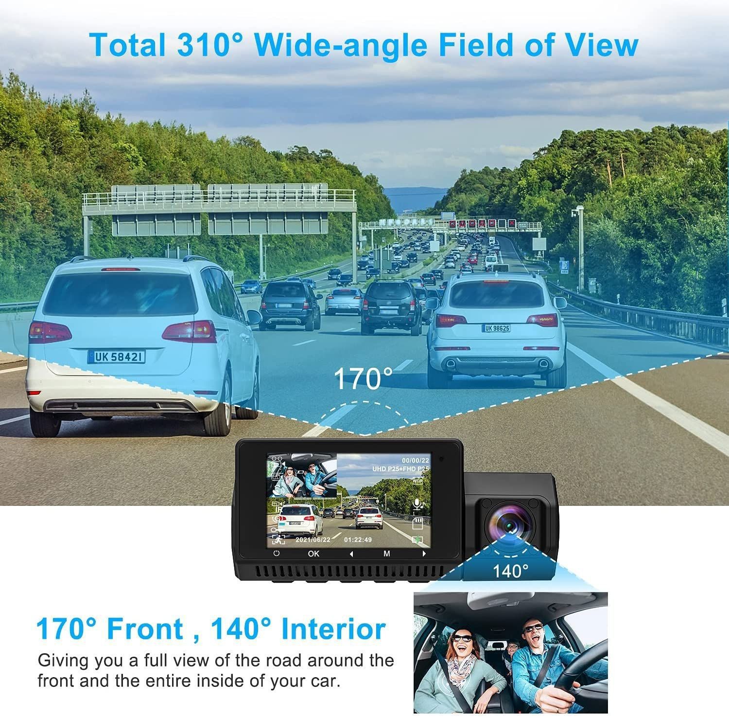 Car Dvr Three-Way Recording Wifi Mobile Phone Connection Dashcam 4K High-Definition Night Vision Driving Recorder Three-Way Recording