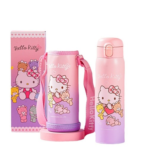 Sanrio Kitty Ultraman Cup Cover for Children, Primary School Students, Food-Grade 316 Portable Insulated Water Bottle, Cute