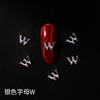 Metal Japanese accessory for manicure with letters, silver nail decoration, jewelry, new collection, internet celebrity