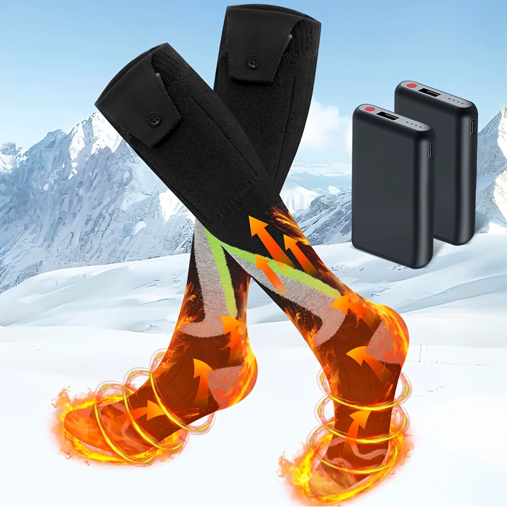 1 Pair Heated Socks with 5000mah Rechargeable Battery 3跨境