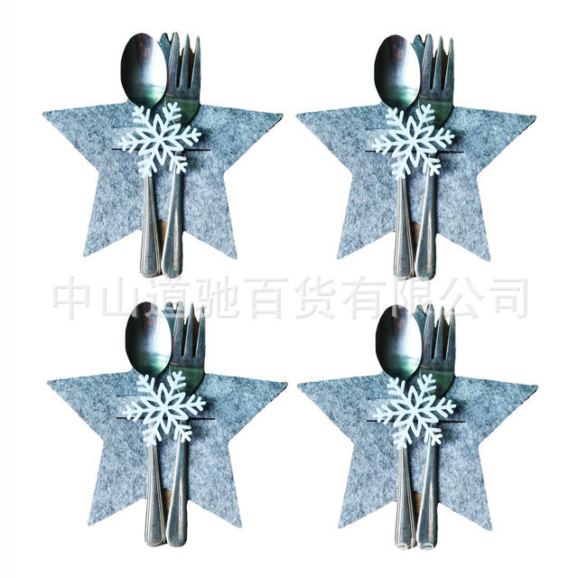 Suministros de Navidad Conjunto de cuchillo y tenedor de árbol de Navidad Alce negro Cabeza gris estrella de cinco puntas conjunto de vajilla mesa de comedor atmósfera diseño