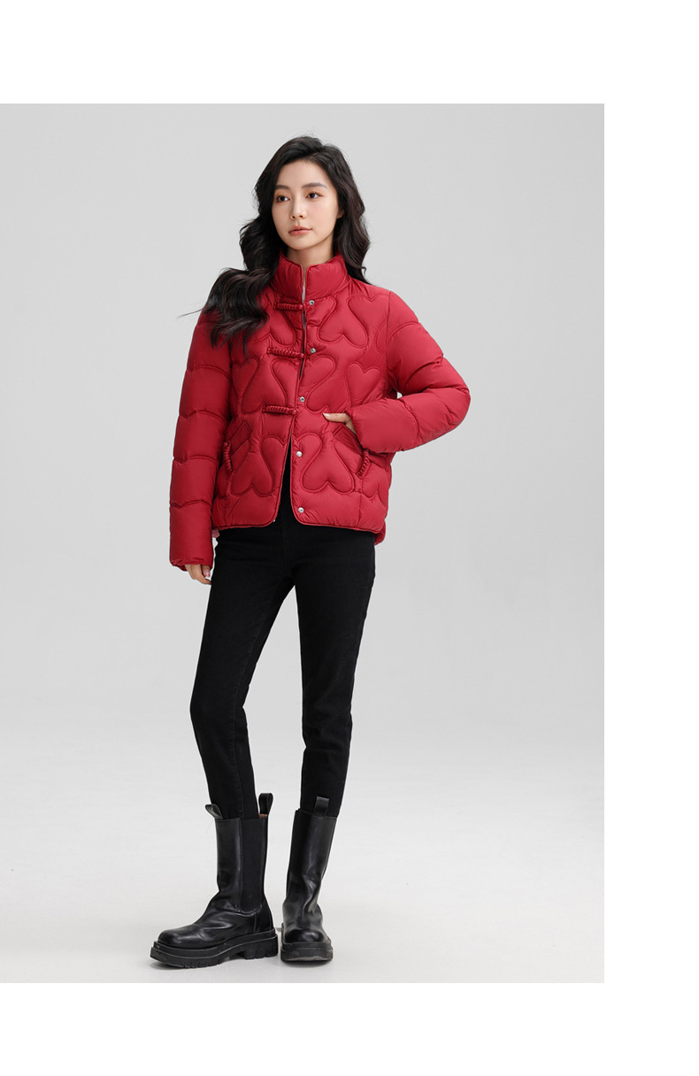 New Chinese style 2024 winter retro button down short fashion stand collar lightweight women's cotton Down jacket_voghion.com