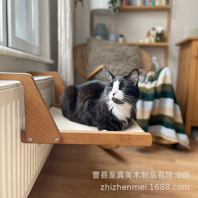 Креативный деревянный каркас кровати для кошек, настенная стойка для кошачьего гнезда из цельного дерева, настенный кошачий балкон, сушащий на солнце каркас кровати для кошек