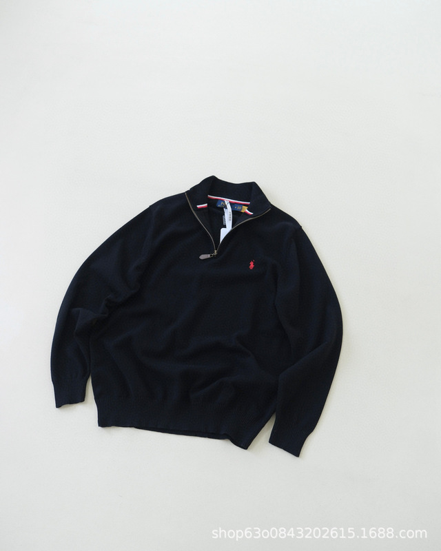 原厂高品质Ralph@拉夫25ss小马标刺绣半拉链立领针织衫男女款毛衣|undefined