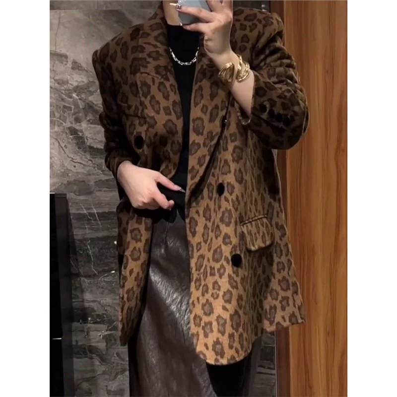 2863 Французский ретро леопардовый пиджак осенью новый премиум темперамент свободный повседневный костюм