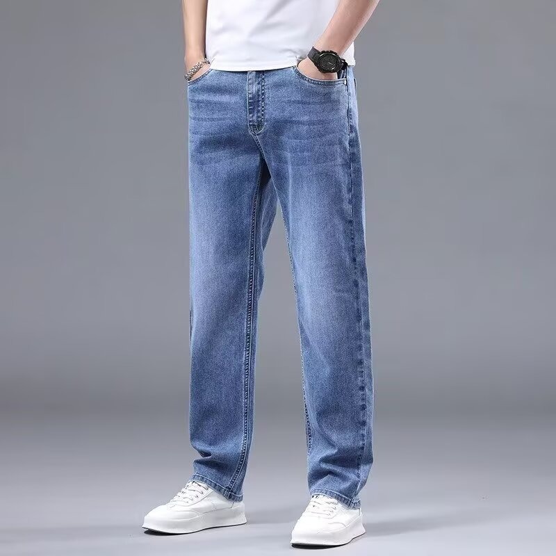 Camisas de primavera y otoño jeans para hombres pantalones elásticos rectos sueltos pantalones casuales de moda para hombres