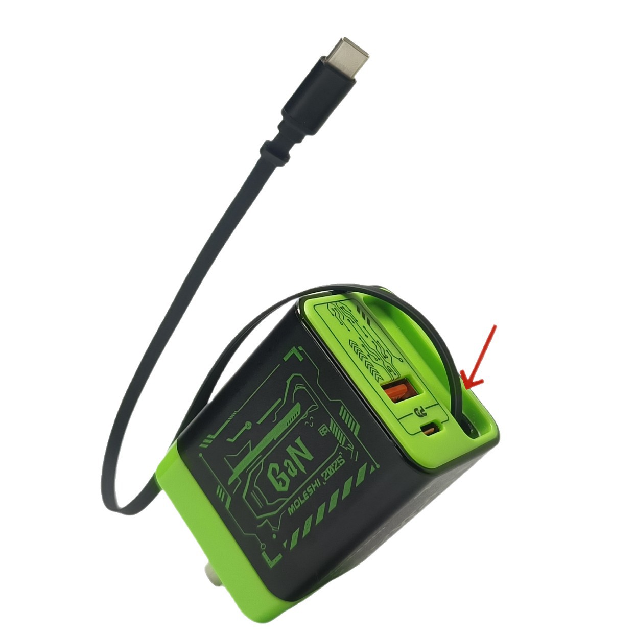 Cargador de nitruro de galio Cable retráctil Carga súper rápida Compatible con cabezal de carga rápida multipuerto Adecuado para cabezal de carga de teléfono móvil Huawei AC
