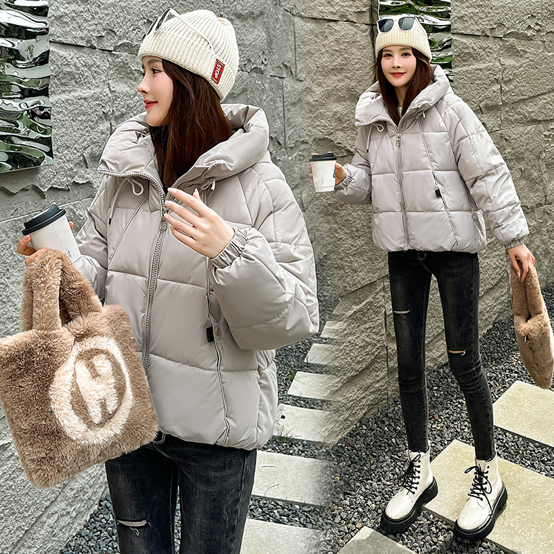 Invierno de mujer de invierno 2024 nueva moda coreana con capuzas calentamiento grueso chaqueta de pan casual image 2