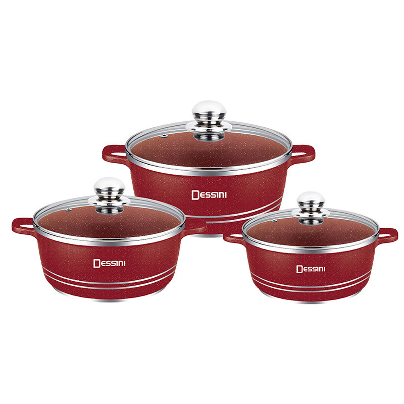 Cross-border Hot Selling 6-piece Set Pot 6pcs Die Casting Aluminum Pot dessini Wok Pot suit