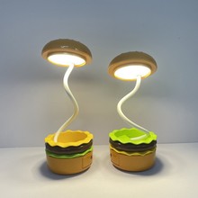 升级三档汉堡小夜灯LED充电床头睡眠灯儿童学习卷笔刀可收纳台灯