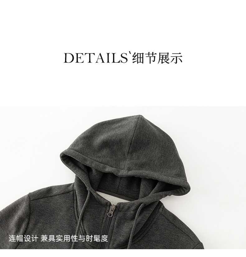 Bộ đồ thể thao nữ hai mảnh giả cashmere mũ trùm dáng rộng phong cách Hàn Quốc — Màu xám (bộ hai món) chi tiết 27