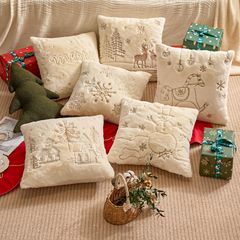 クロスボーダーアマゾンモダンシンプルクリスマスソリッドカラー刺繍モデルルーム枕クッションリビングルームソファ枕カバー