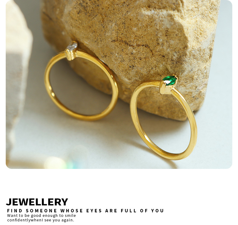 Fashion Geometric Titanium Steel Plating Zircon Rings 1 Piece