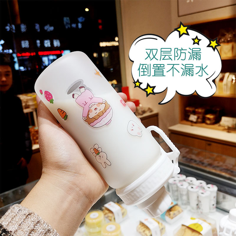 Female student Korean version influencer high-quality appearance straw water cup cute cartoon plastic girl heart anti-fall teacup