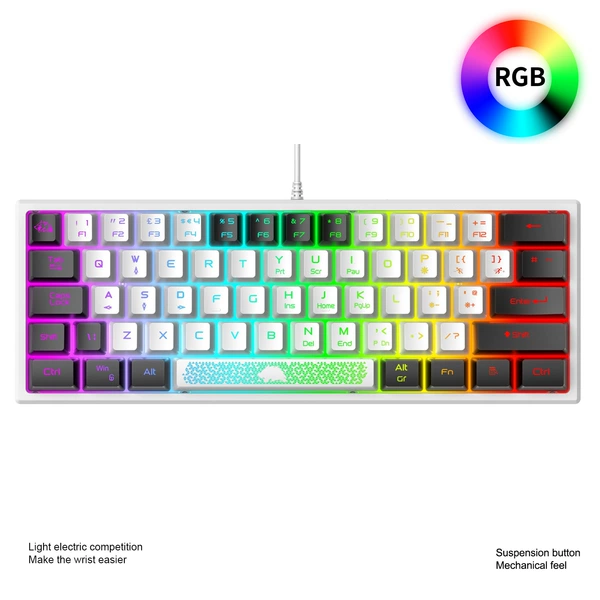 Liberty Wolf K61RGB keyboard white and black color colors