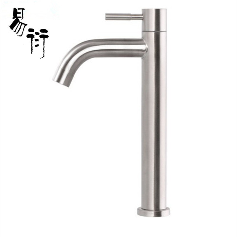 Grifo de lavabo de acero inoxidable cepillado grifo de un solo agujero fregadero de lavandería lavabo grifo al por mayor