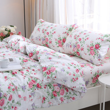 唯美 韓式公主風純棉四件套100全棉斜紋秋冬床上用品好看玫瑰花朵