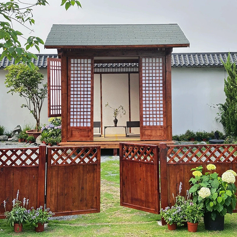 Чистый красный шале внутренний двор чайная комната вилла на открытом воздухе антикоррозийная деревянная сельская беседка в японском стиле