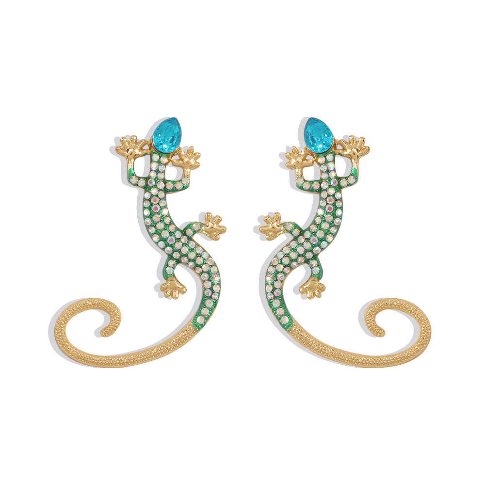 Nihaojewelry rtro gecko forme incrust de diamants boucles d39oreilles bijoux en grospicture10